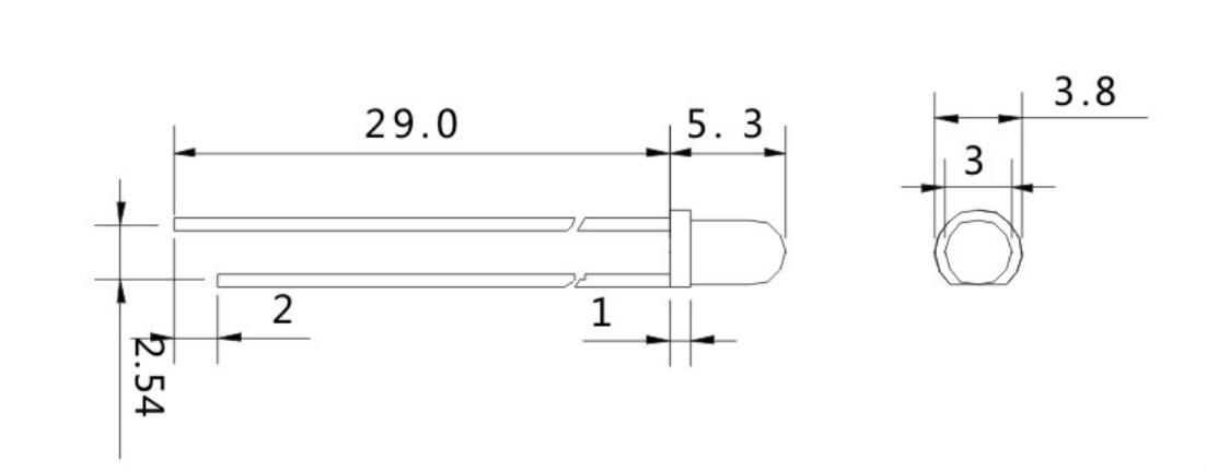 F3圓頭紅發紅發光二極管__直插發光二極管_插件3MM發光二極管